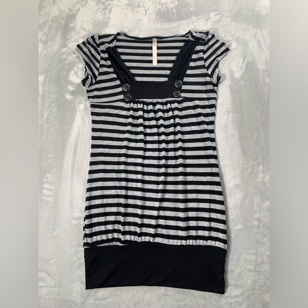 Annabelle Black and Gray Striped Top/Dress